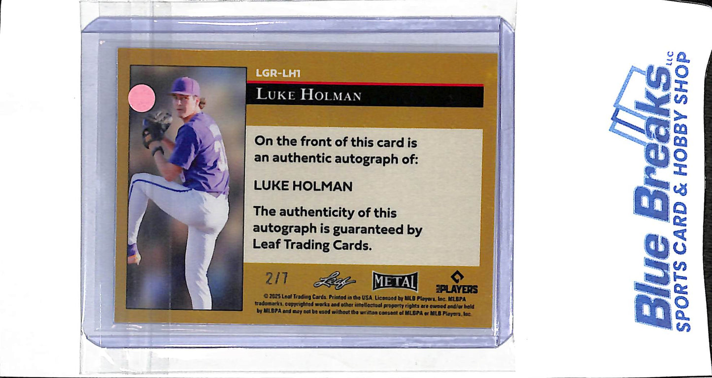 2025 Leaf Metal - blue - Luke Holman - auto - 2/7 - #LGR-LH1 - baseball - Reds