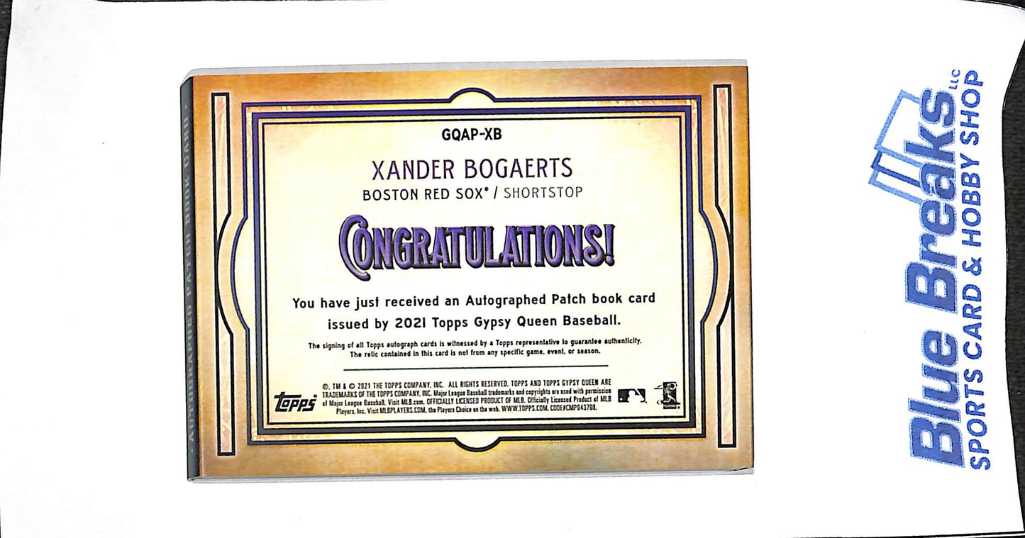 2021 Topps - Gypsy Queen - Xander Bogaerts - auto relic booklet - 03/20 - #GQAP-XB - baseball - Red Sox