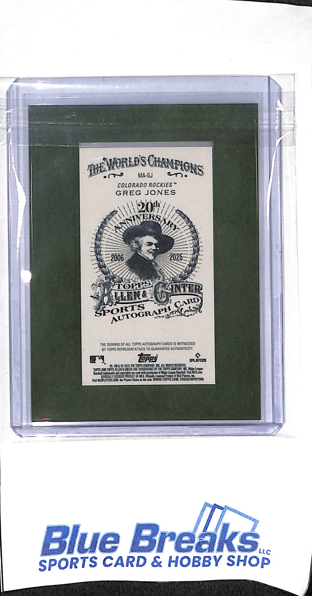 2025 Topps - Allen & Ginter - Greg Jones - Green Framed Mini - auto - 27/50 - RC - #MA-GJ - Rockies