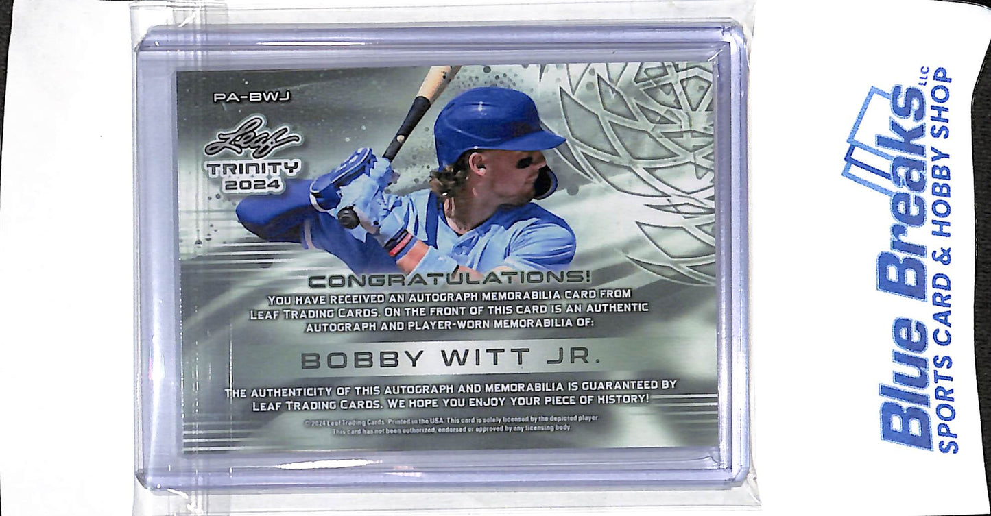 2024 Leaf - Trinity - blue - Bobby Witt Jr - auto - relic - 24/49 - #PA-BWJ - baseball - Royals