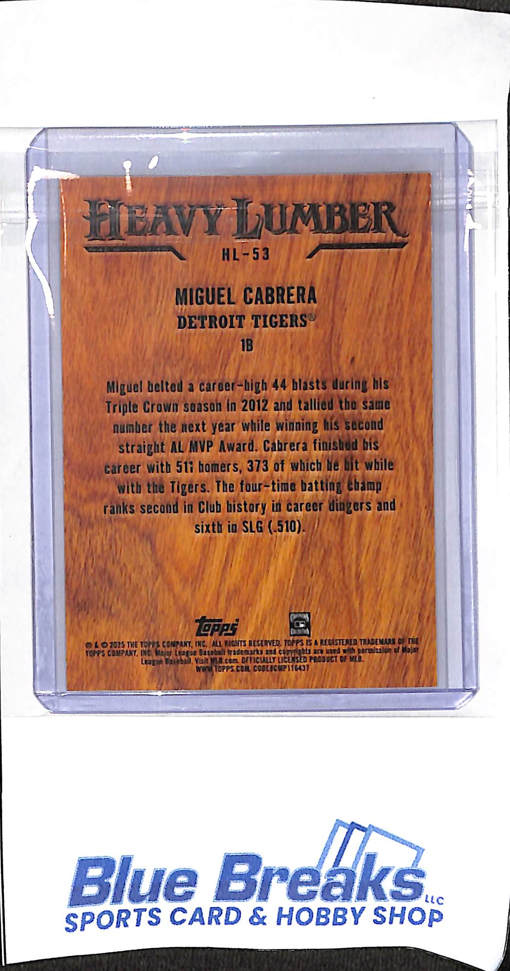 2025 Topps Update - Heavy Lumber - Miguel Cabrera - #HL-53 - baseball - Tigers