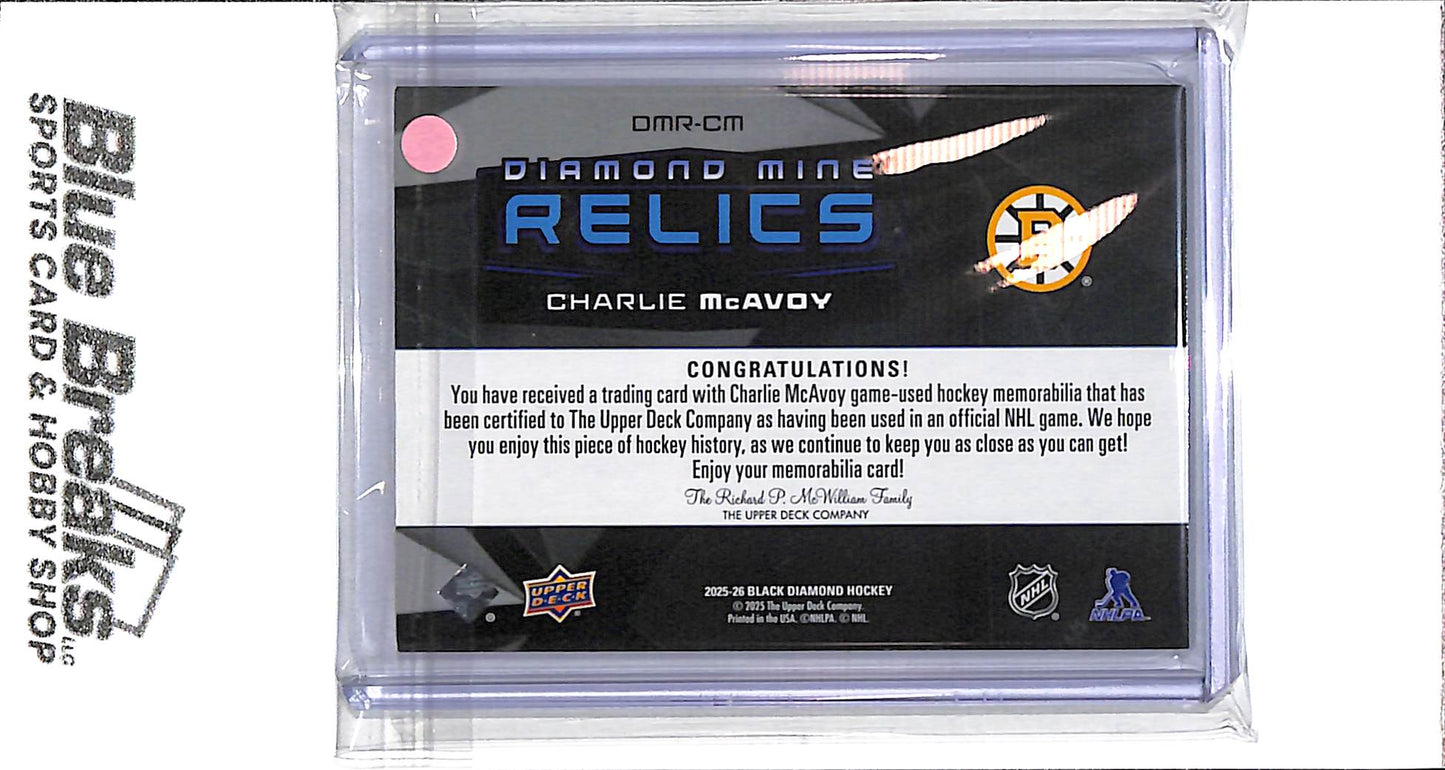 2025-26 Black Diamond - Diamond Mine Relics - Charlie McAvoy - #DMR-CM - hockey - Bruins