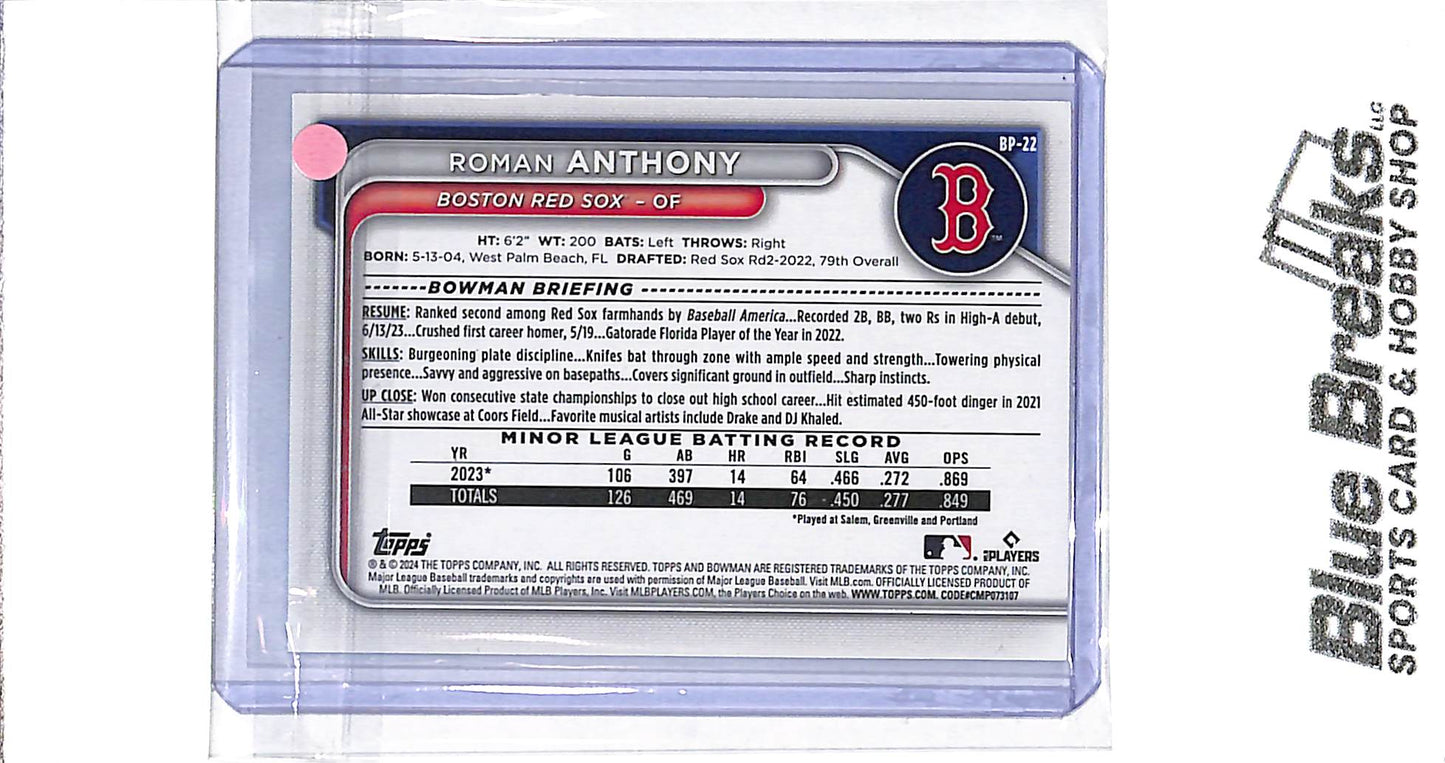 2024 Bowman - blue - Roman Anthony - 078/499 - #BP-22 - baseball - Red Sox