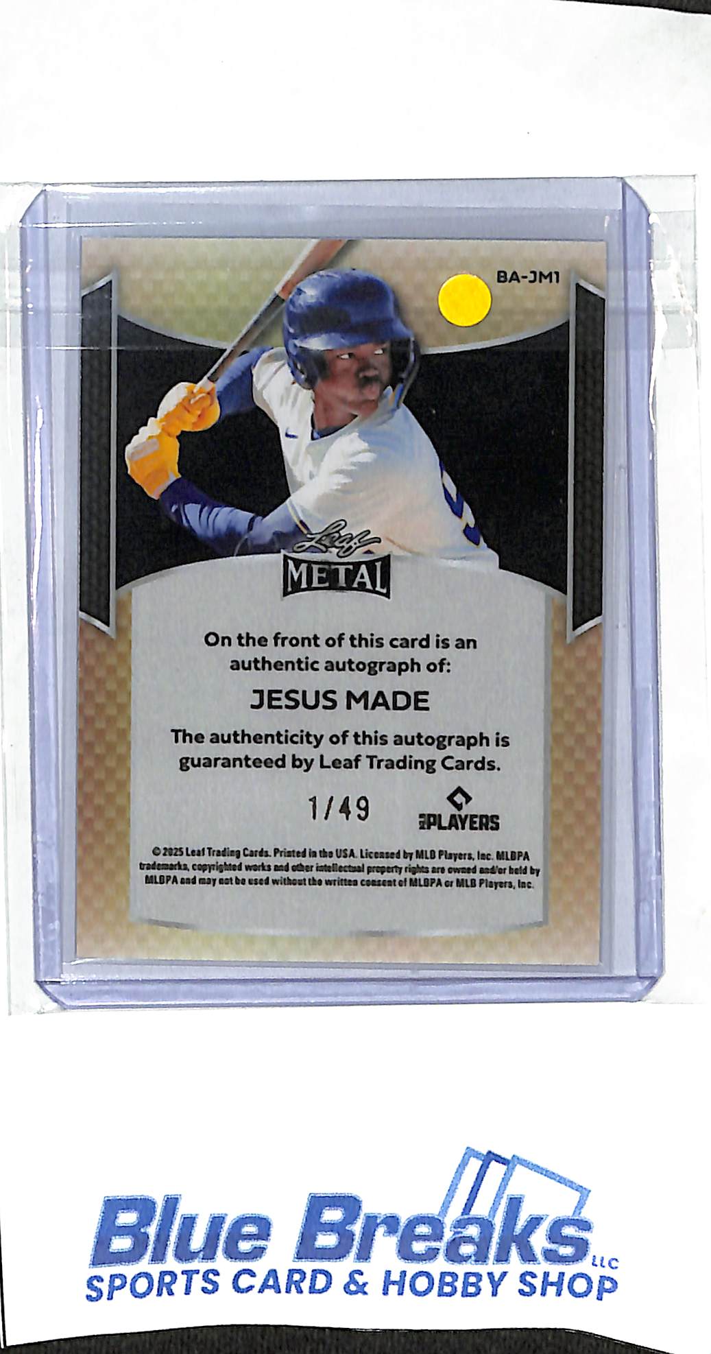 2025 Leaf - Metal - Jesus Made - auto - 01/49 - #BA-JM1 - baseball - Brewers