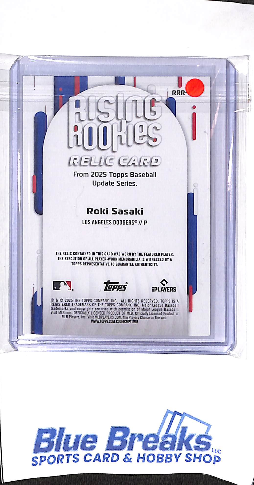 2025 Topps Update - Rising Rookies - Roki Sasaki - relic - RC - #RRR-RS - baseball - Dodgers