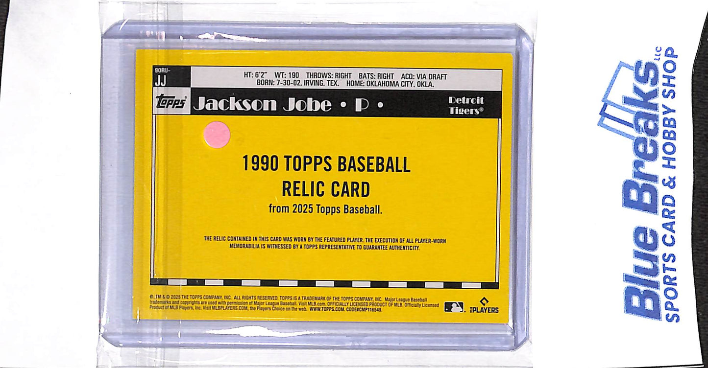 2025 Topps - 35th Anniversary - 1990 - Jackson Jobe - relic - #90RU-JJ - baseball - Tigers