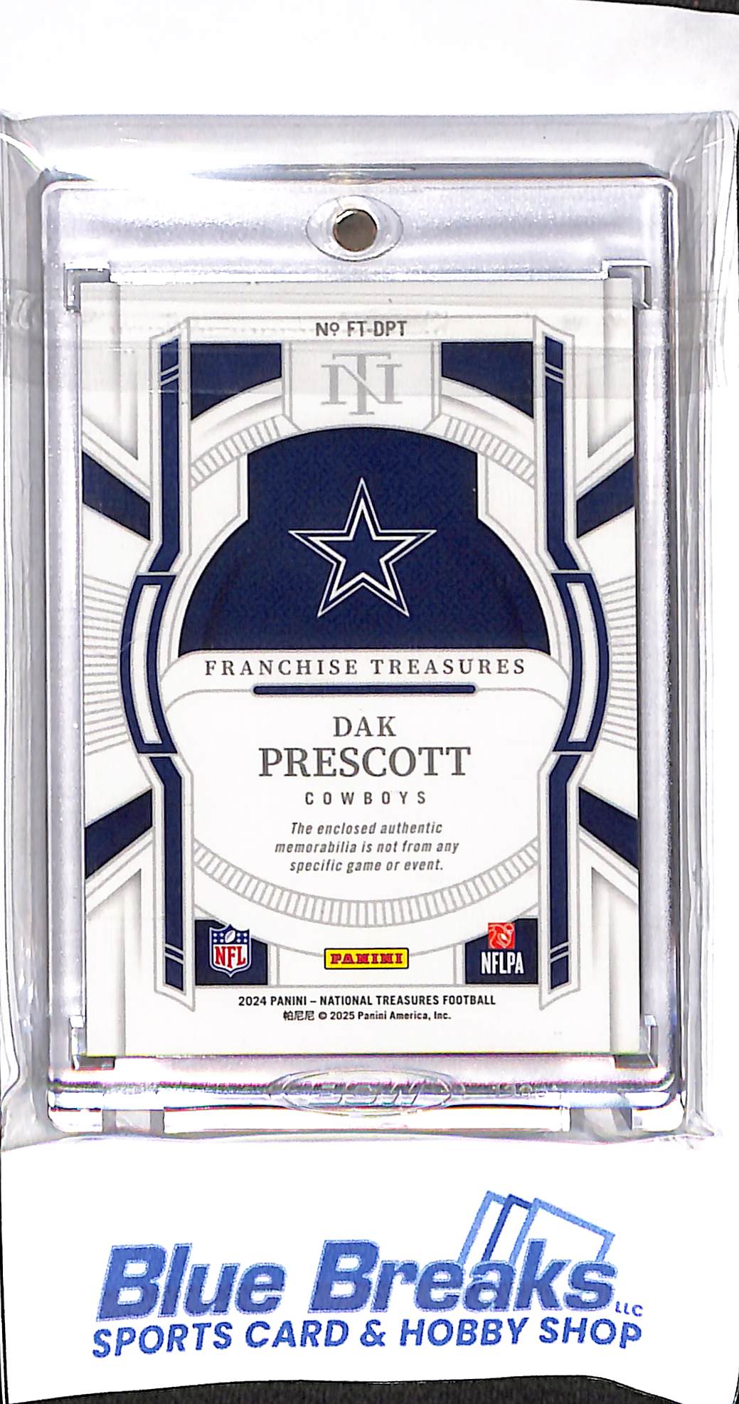 2024 Panini - National Treasures - Franchise Treasures - Dak Prescott - laundry tag - 1/1 - football - Cowboys