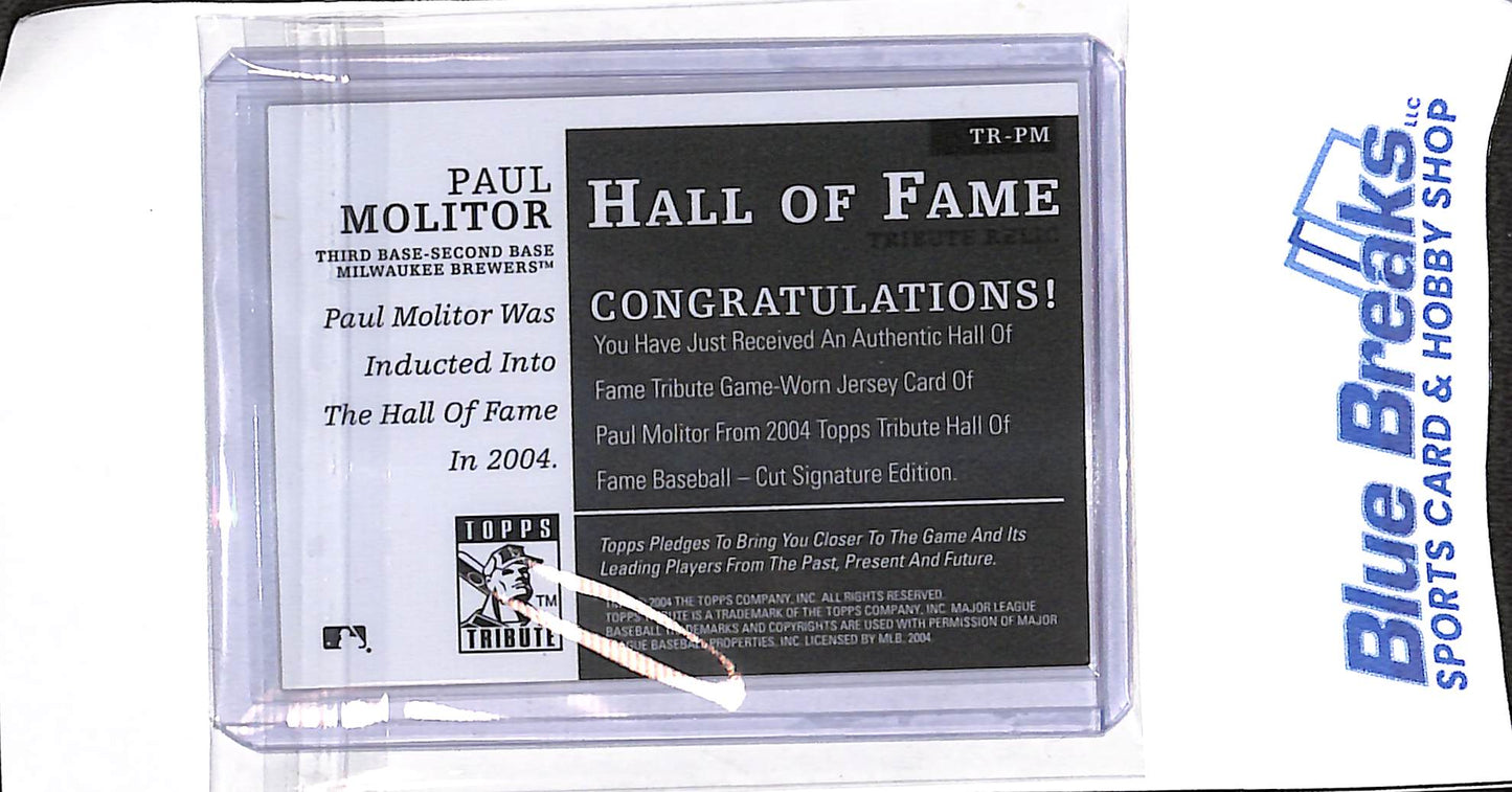 2004 Topps Tribute - Hall of Fame Tribute Relic - Paul Molitor - #TR-PM - baseball - Brewers
