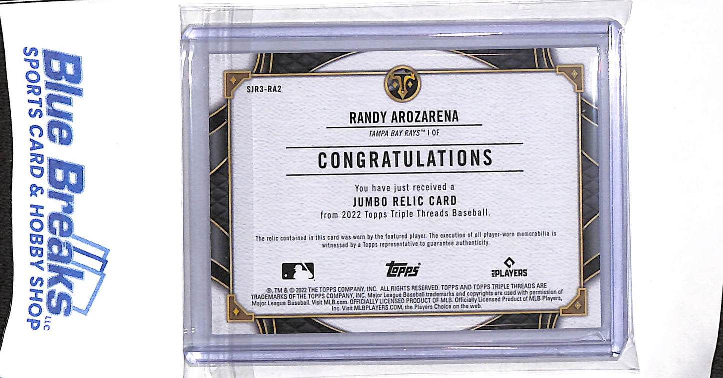 2022 Topps - Triple Threads - Randy Arozarena - jumbo relic - 3/9 - #SJR3-RA2 - baseball - Rays