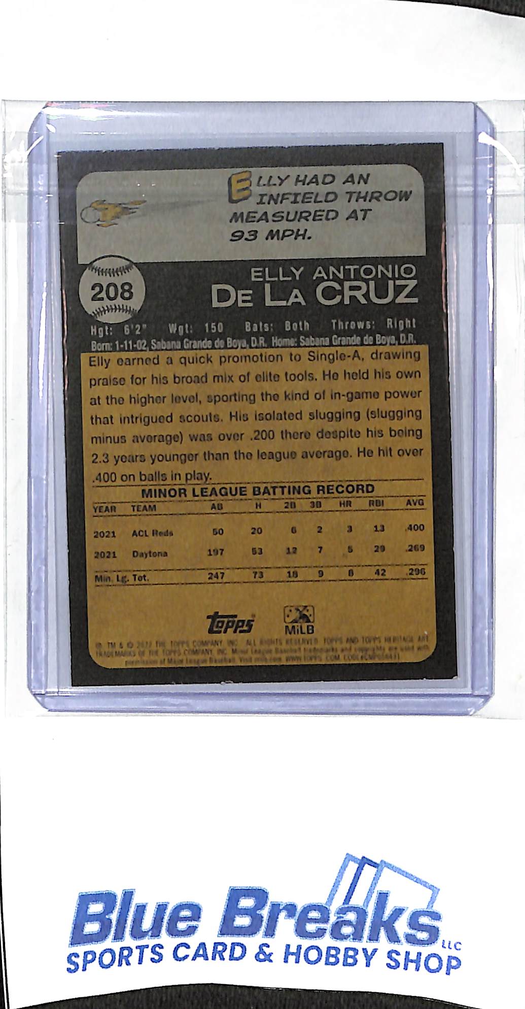 2022 Topps - Heritage - Elly De La Cruz - #208 - baseball - Reds