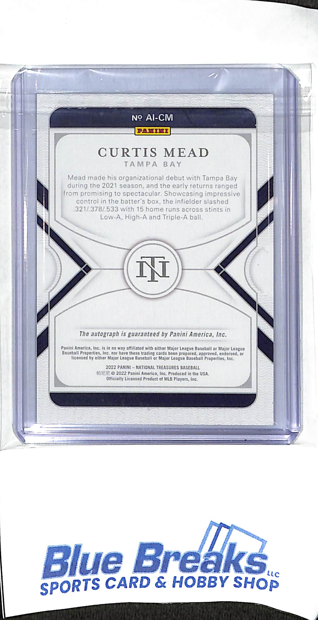 2022 Panini - National Treasures - Apprentice Ink - Curtis Mead - auto - 22/99 -#AI-CM - baseball - Rays