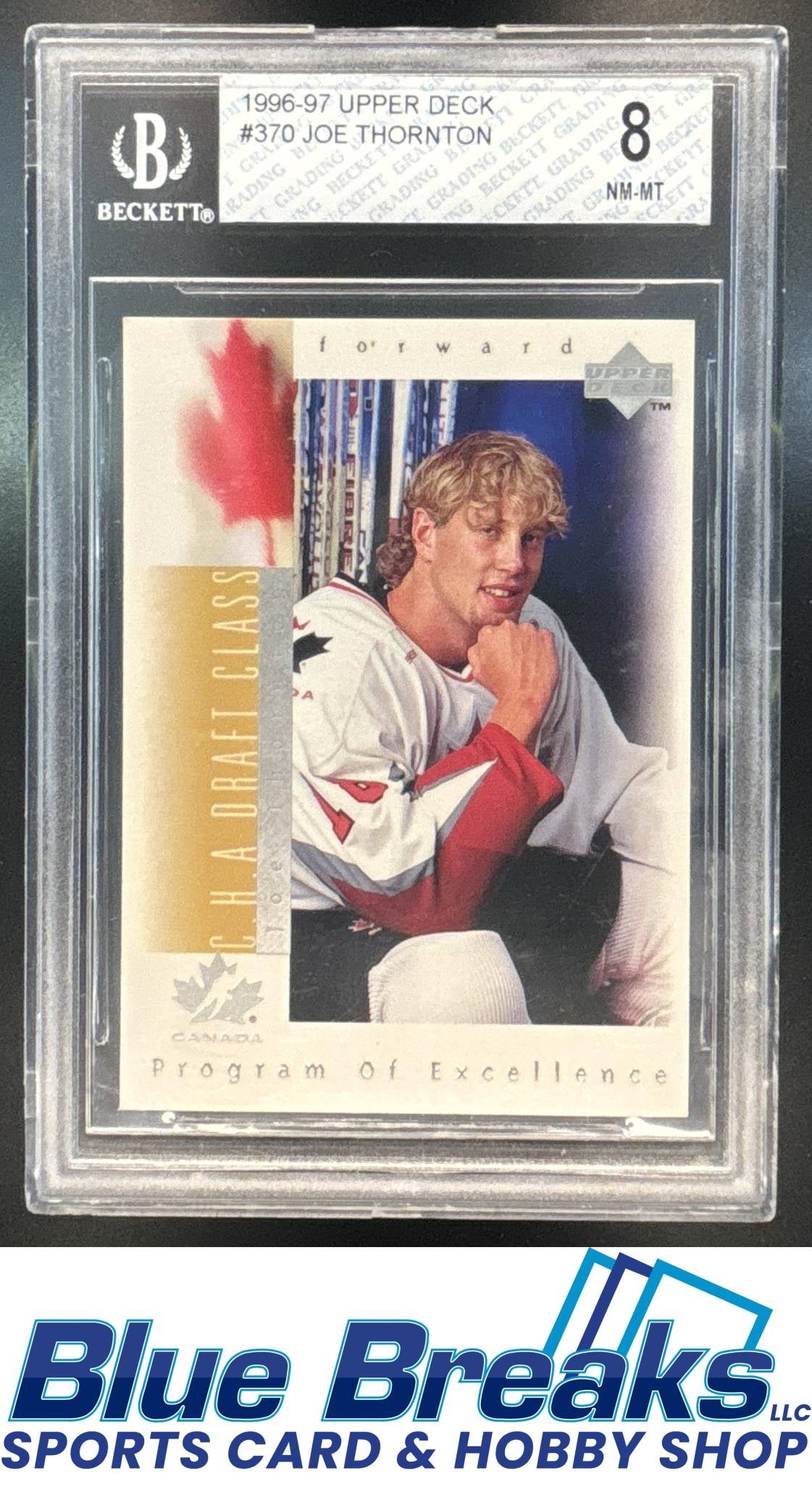 1996-97 Upper Deck Program of Excellence Joe Thornton Rookie #370 Beckett 8 Florida Panthers