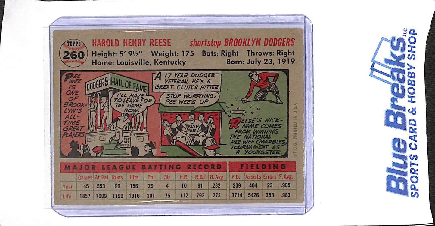 1956 Topps - Harold Henry "Pee Wee" Reese - #260 - baseball - Dodgers