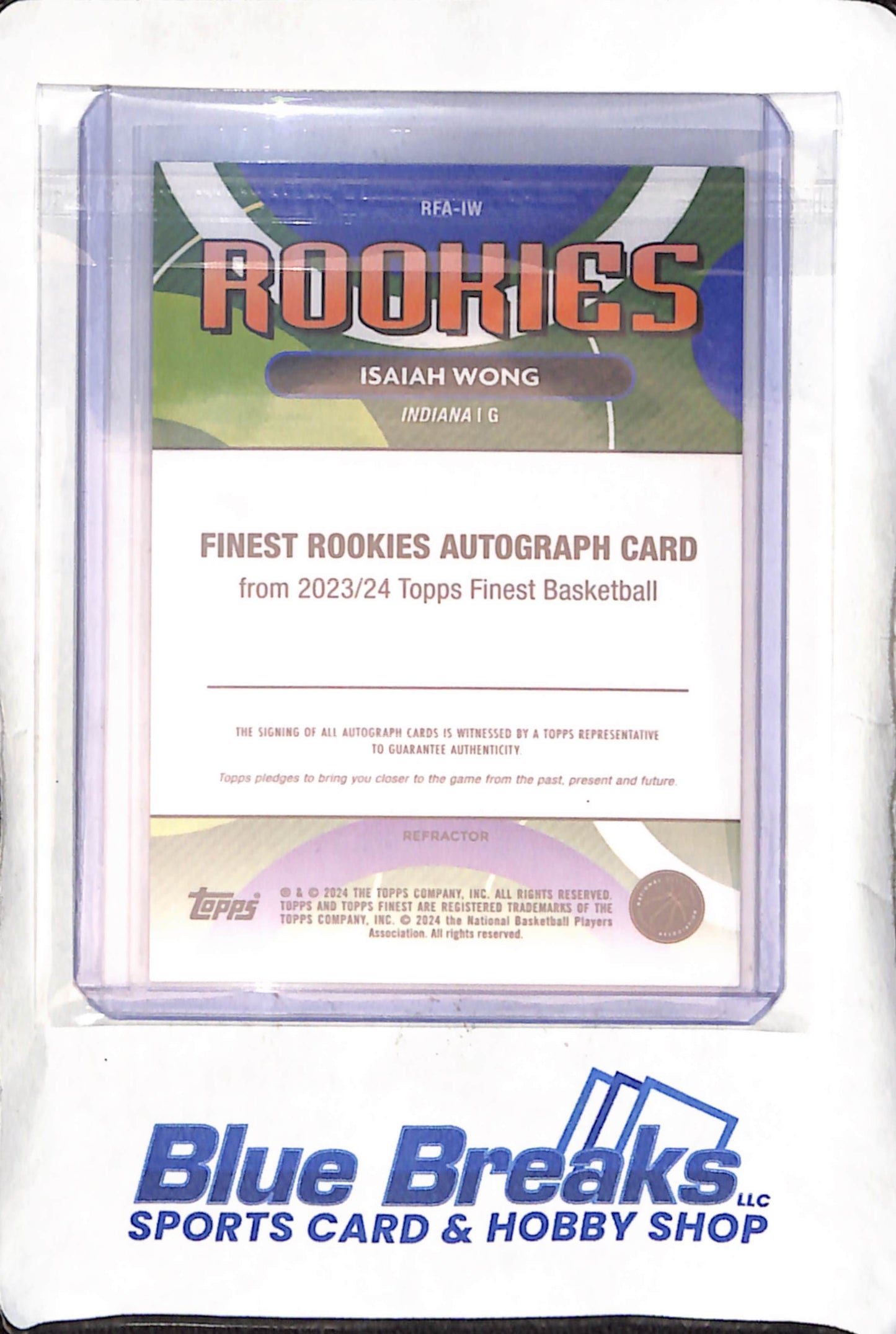 2023-24 Topps - Finest - Rookies - refractor - Isaiah Wong - auto - RC - #RFA-IW - basketball - Pacers