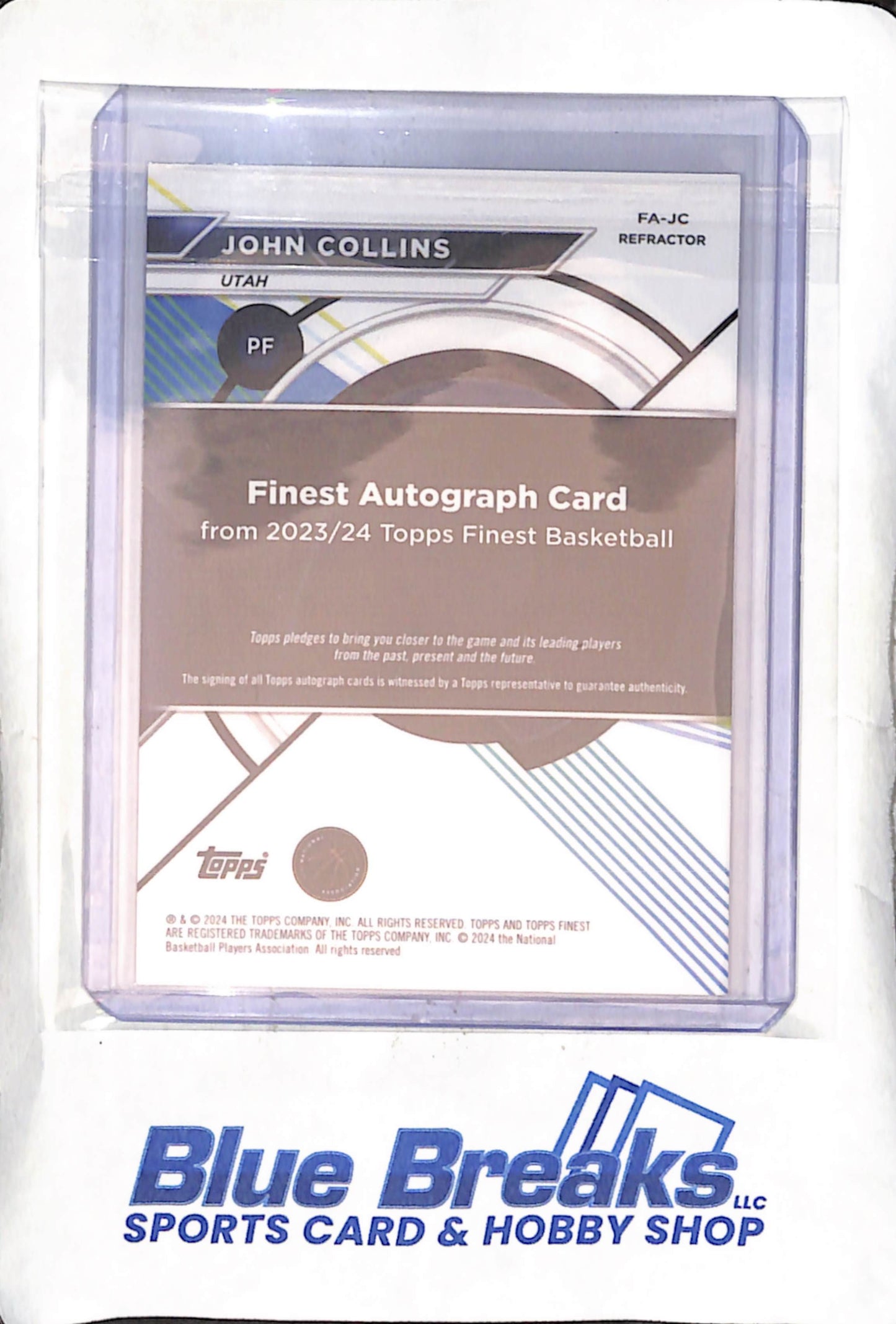 2023-24 Topps - Finest - refractor - John Collins - auto - #FA-JC - basketball - Jazz