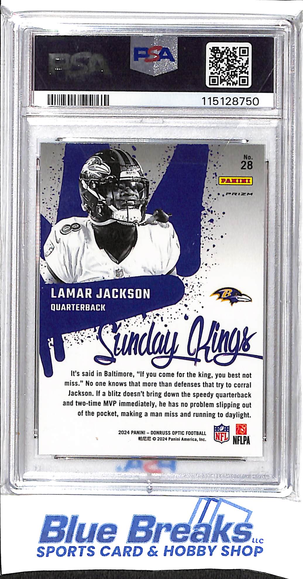 2024 Panini - Donruss Optic - Sunday Kings - Lamar Jackson - #28 - PSA 10 - football - Ravens