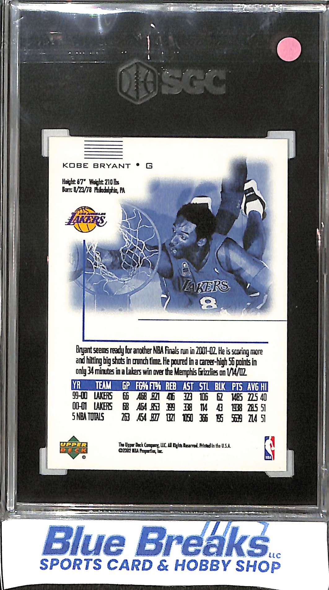 2001 Upper Deck - Promo - Kobe Bryant - SGC 4 - basketball - Lakers