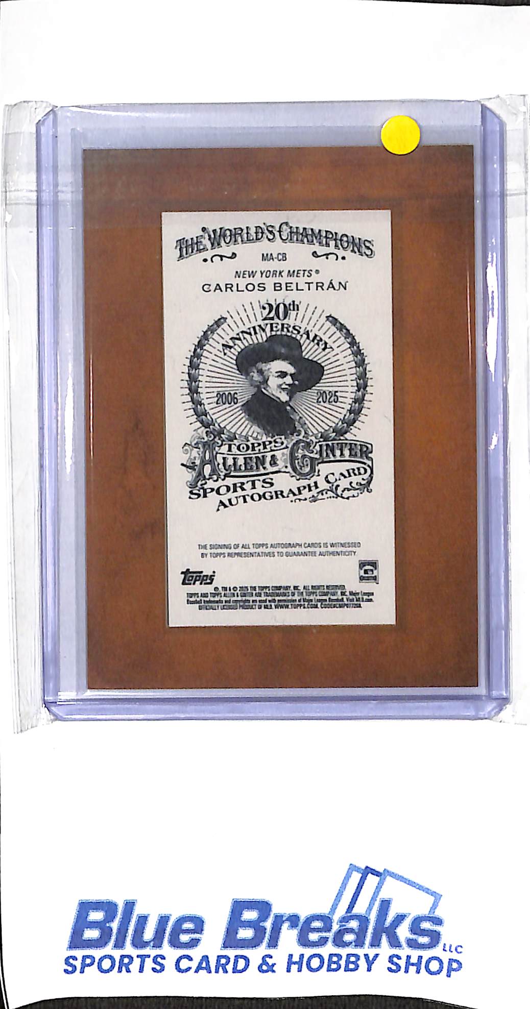 2025 Topps - Allen & Ginter - framed mini - Carlos Beltran - auto - #MA-CB - baseball - Mets