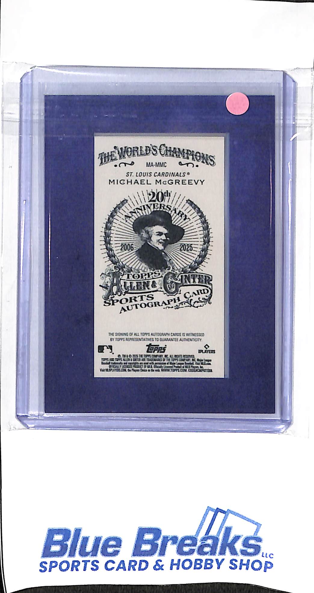 2025 Topps - Allen & Ginter - framed mini - Michael McGreevy - auto - 14/99 - RC - #MA-MMC - baseball - Cardinals