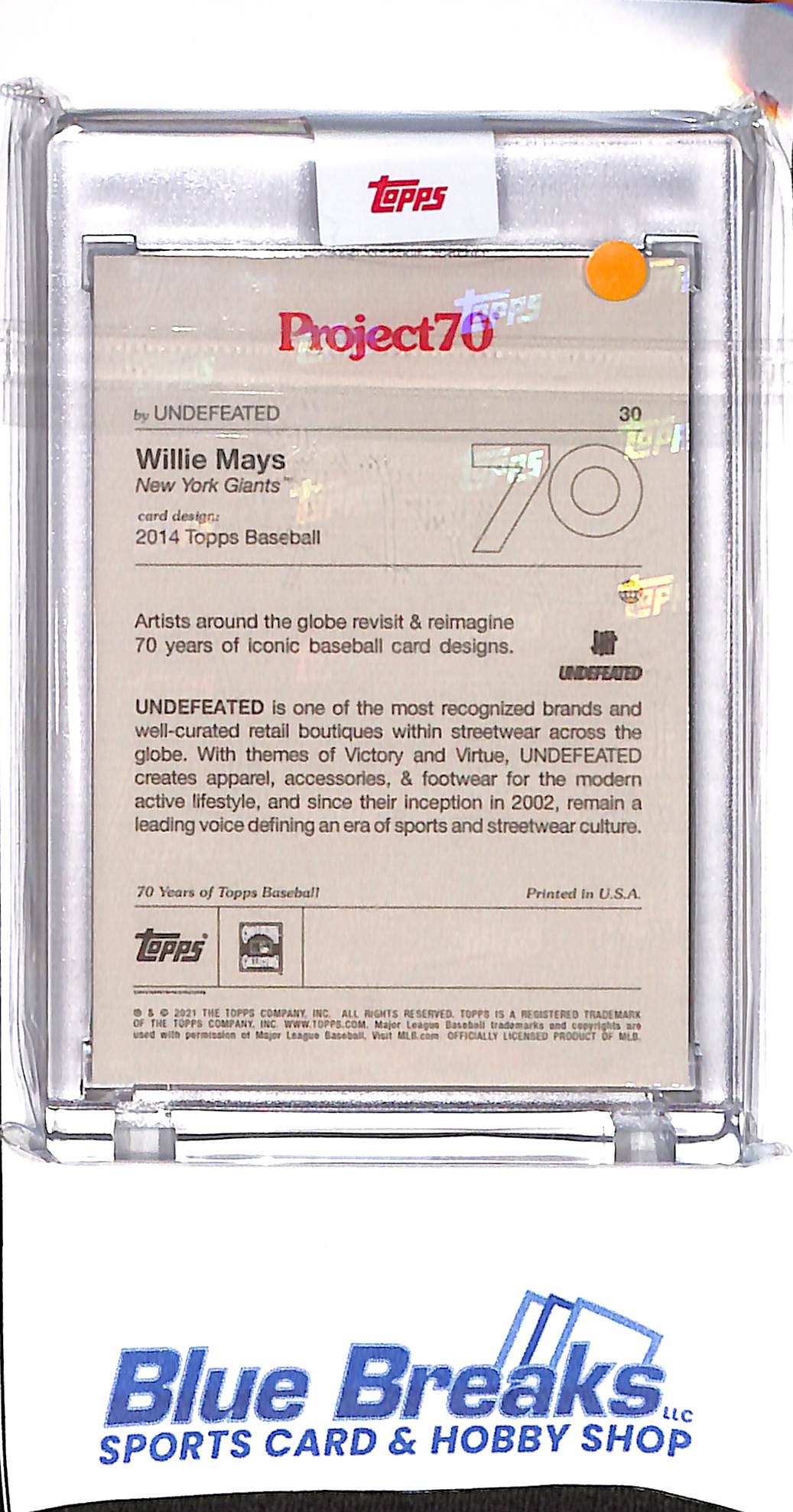 2021 Topps - Project 70 - 2014 design - Willie Mays - Undefeated - #30 - baseball - Giants