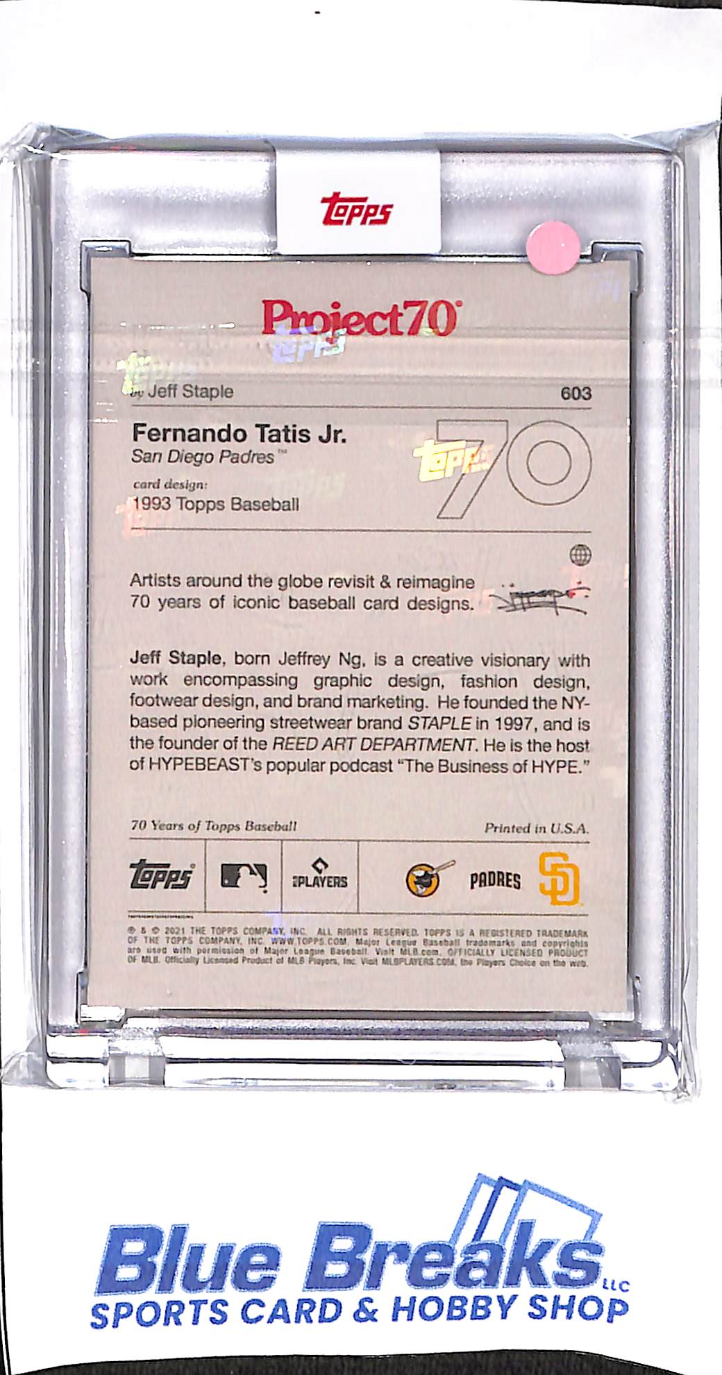 2021 Topps - Project 70 - 1993 Topps - Fernando Tatis Jr - Jeff Staple - #603 - baseball - Padres
