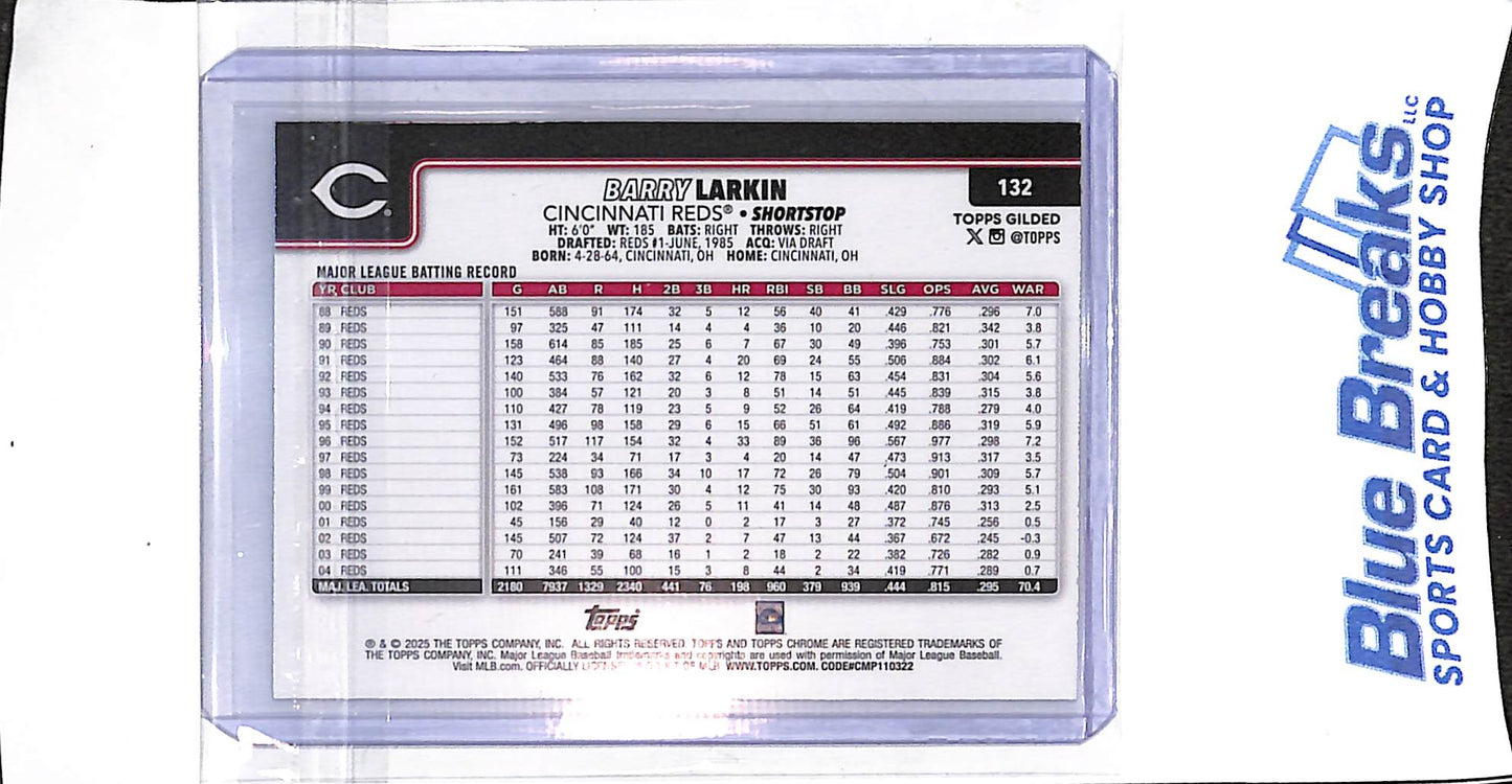 2025 Topps Chrome Gilded - Barry Larkin - 27/99 - #132 - baseball - Reds