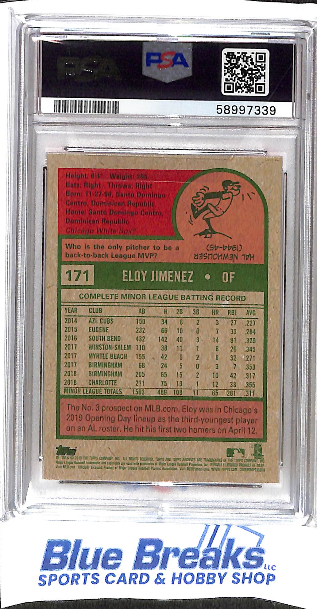 2019 Topps - Archives - Eloy Jimenez - RC - #171 - PSA 10 - baseball - White Socks