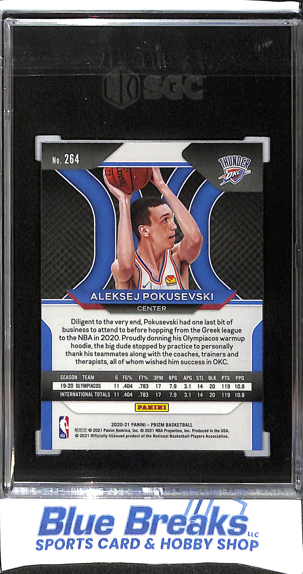 2020-21 Panini - Prizm - Aleksej Pokusevski - RC - #264 - SGC 9.5 - baseball - Thunder - drop