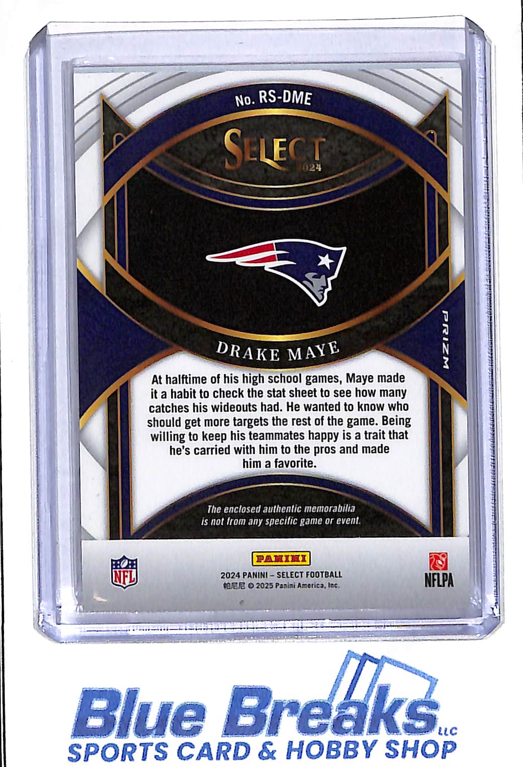 2024 Panini - Select - Rookie Swatches - red - Drake Maye - relic - RC - #RS-DME - football - Patriots - drop