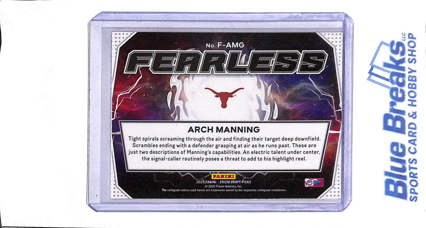 2025 Panini - Prizm Draft Picks - Fearless - Rated Rookie - Arch Manning - #F-AMG - football - Longhorns