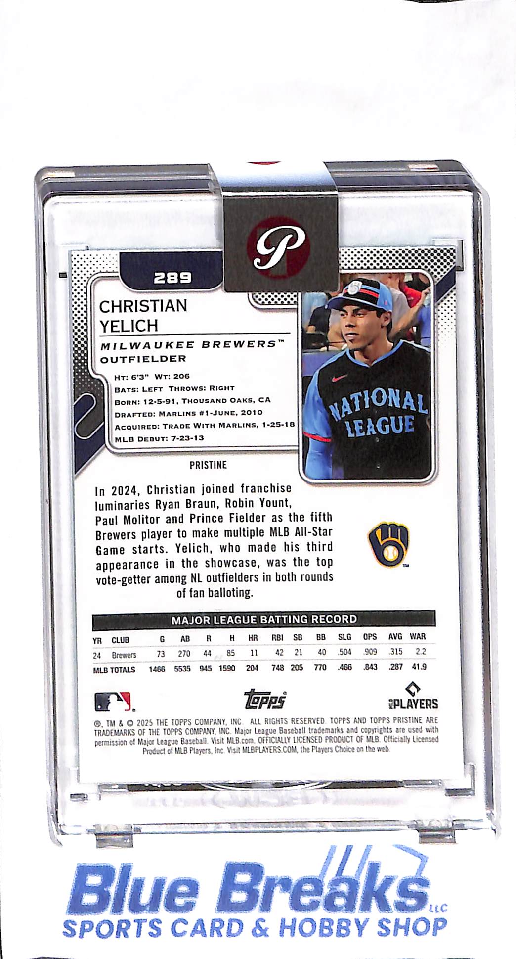 2025 Topps - Pristine - aqua refactor - Christian Yelich - 010/199 - #289 - baseball - Brewers