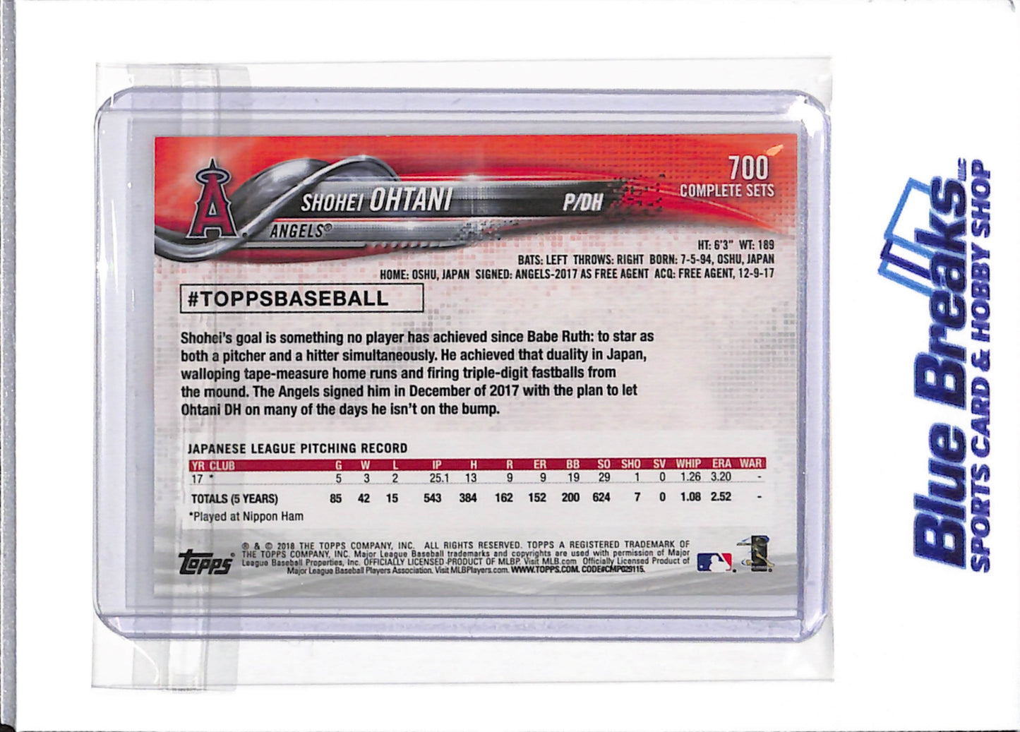 2018 Topps - Complete Set - Shohei Ohtani - RC - #700 - baseball - Angels