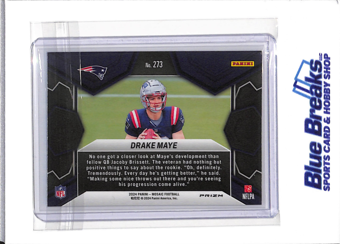 2024 Panini - Mosaic - reactive blue - Drake Maye - RC - #273 - football - Patriots