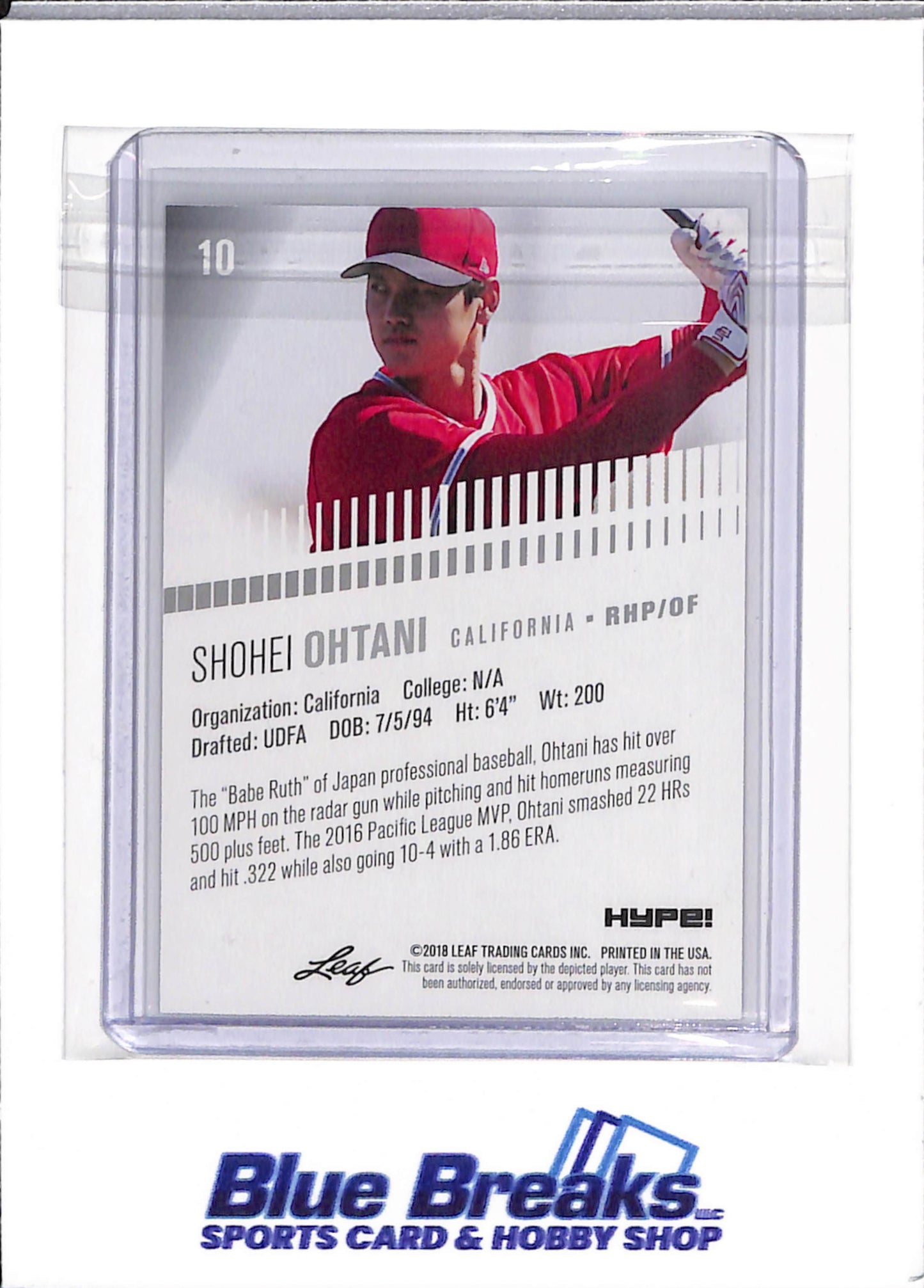 2018 Leaf - Hype! - Shohei Ohtani - #10 - baseball - Angels