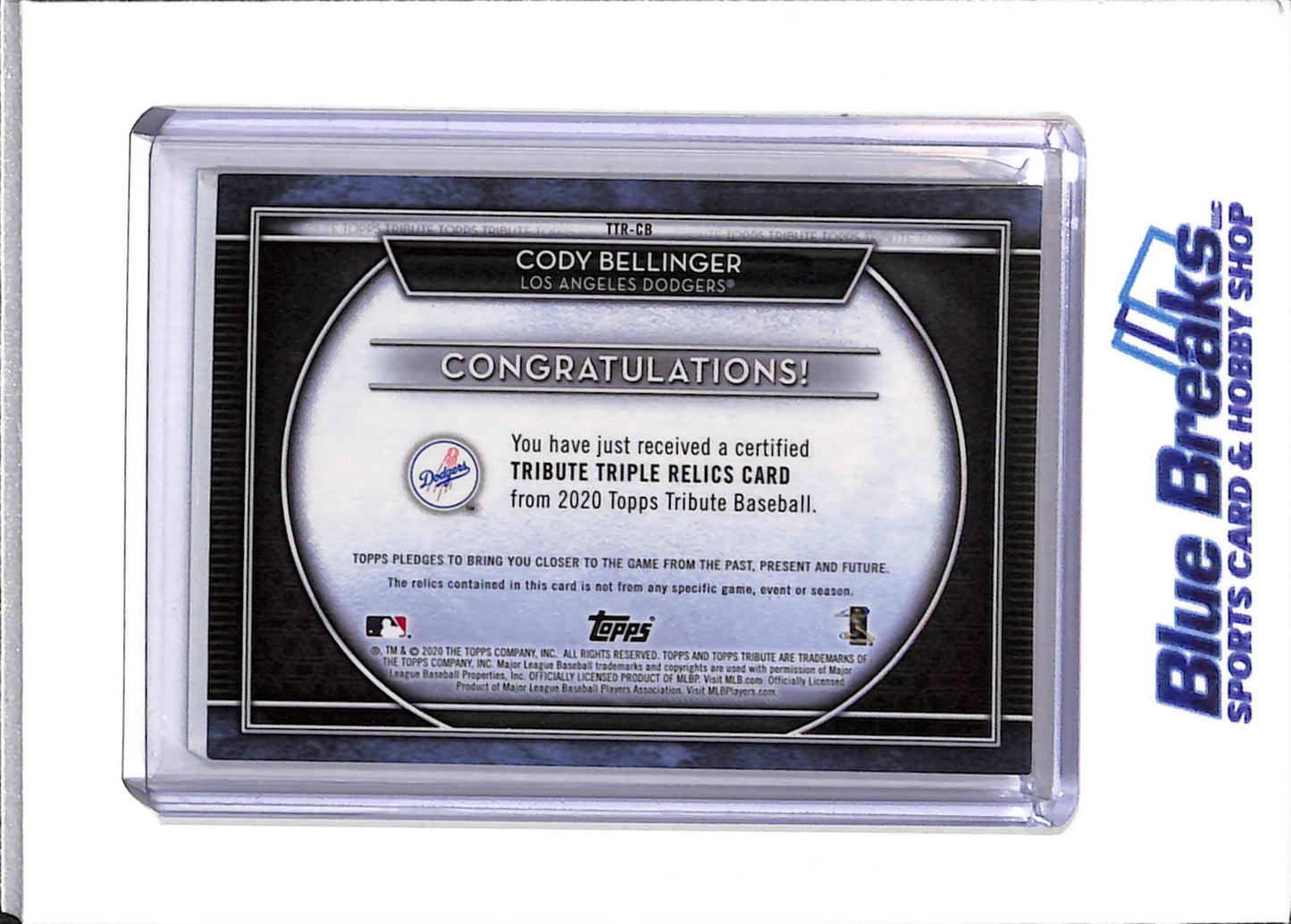 2020 Topps - Cody Bellinger - Tribute - Los Angeles Dodgers - Baseball - Triple Relic - 26/99