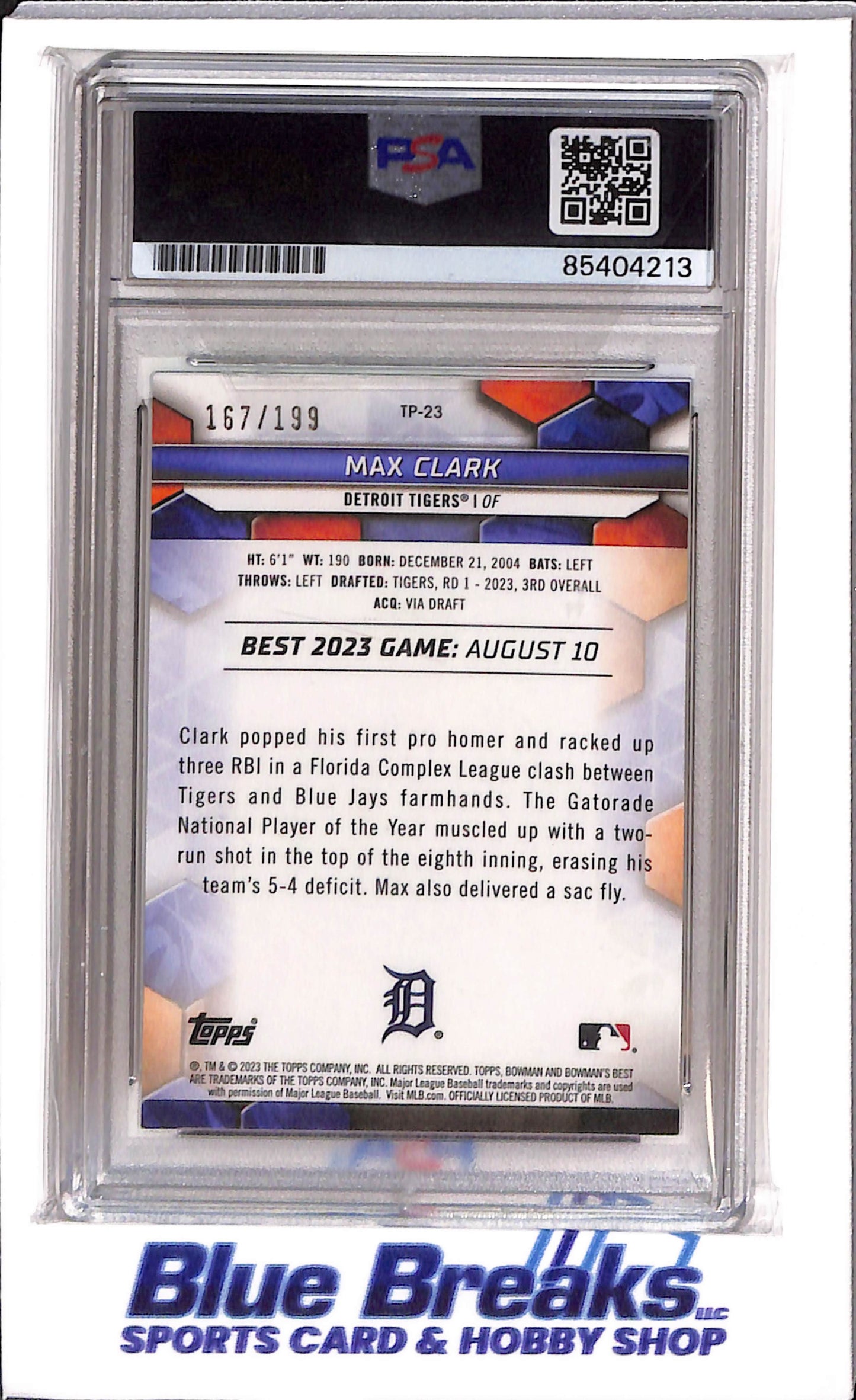 2023 Bowmans Best - Max Clark - Detroit Tigers - baseball - In Person Auto - PSA - DNA - Authentic - 167/199