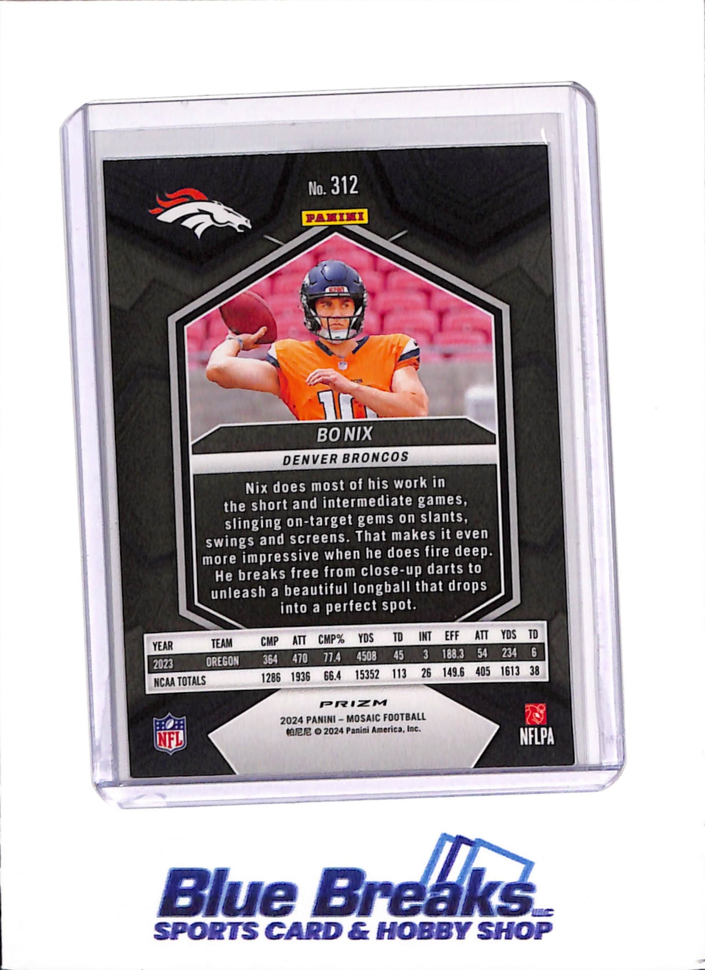2024 Panini Mosaic - Bo Nix - Denver Broncos - Football - #312 - Refractor - Rookie