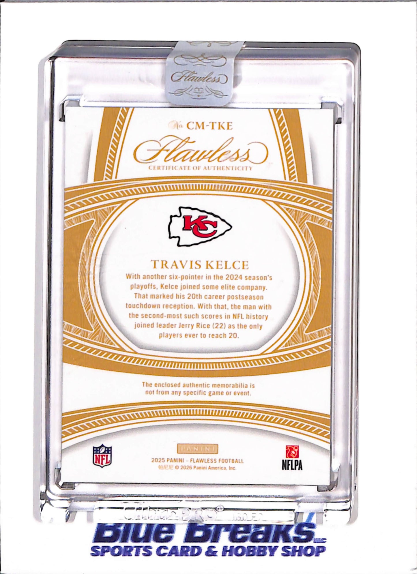 2025 Panini Flawless - Travis Kelce - Kansas City Chiefs - Football - 14/15 - Double Relic - #CM-TKE