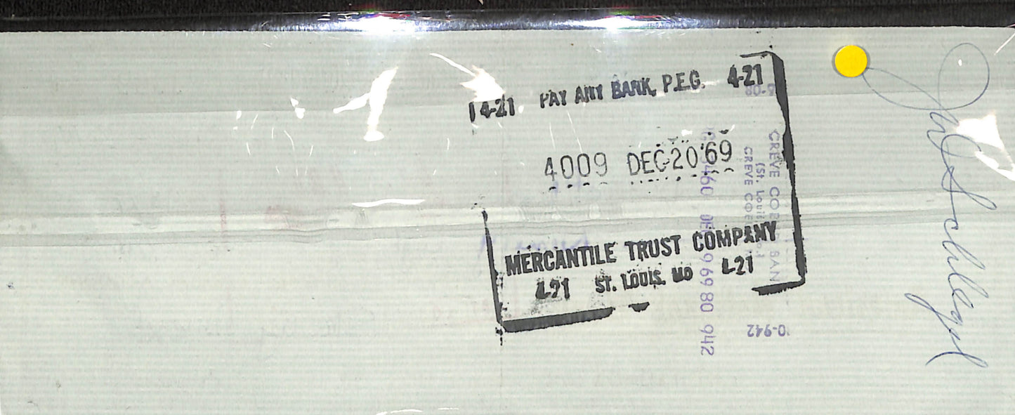 1969 - American National Bank - Signed Check - From Stanley Musial - Special Account - Signed - 12/15/1969 - Endorsed 12/20/1969