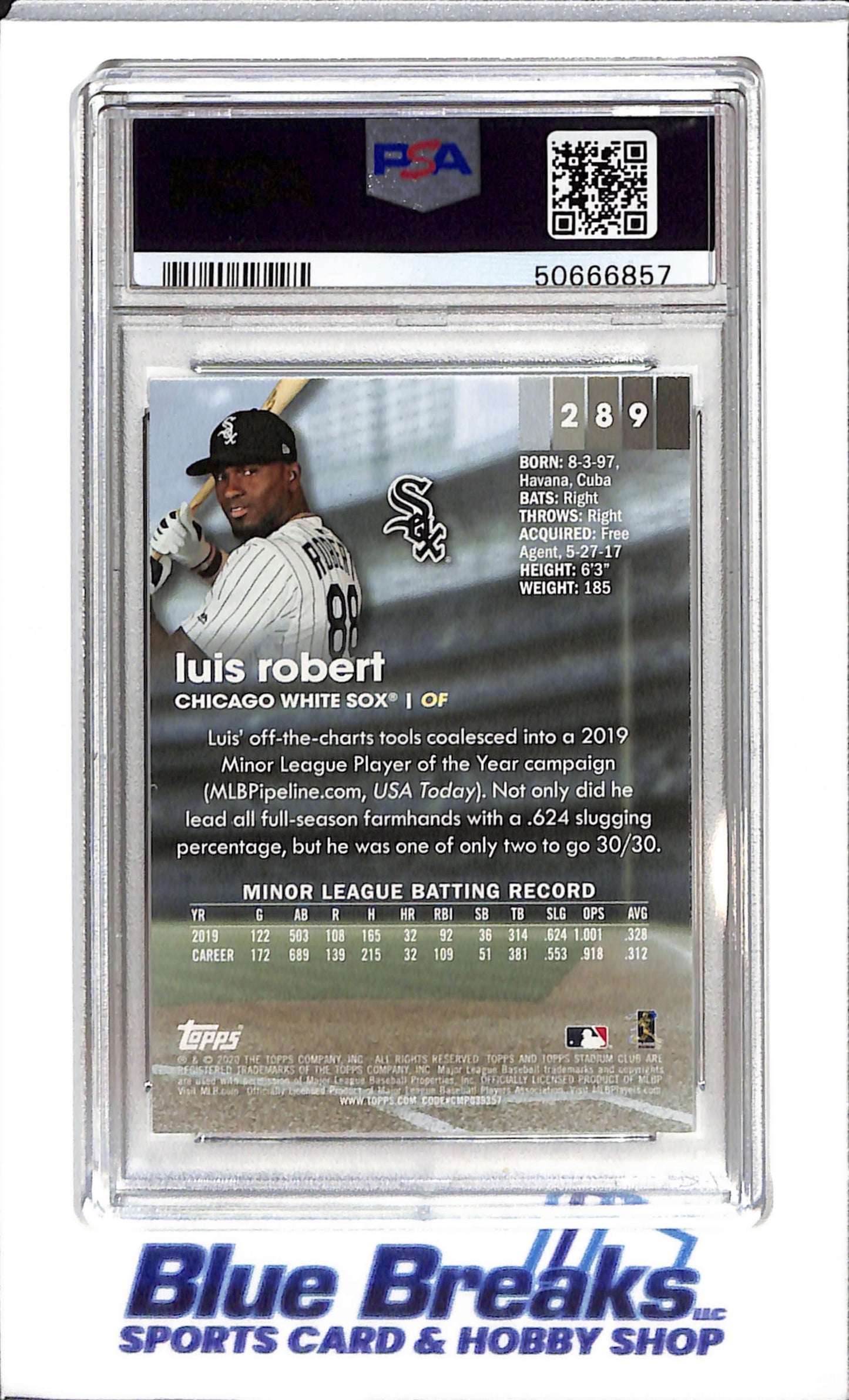 2020 Topps - Stadium Club - Luis Robert - RC - #289 - PSA 10 - baseball - White Sox