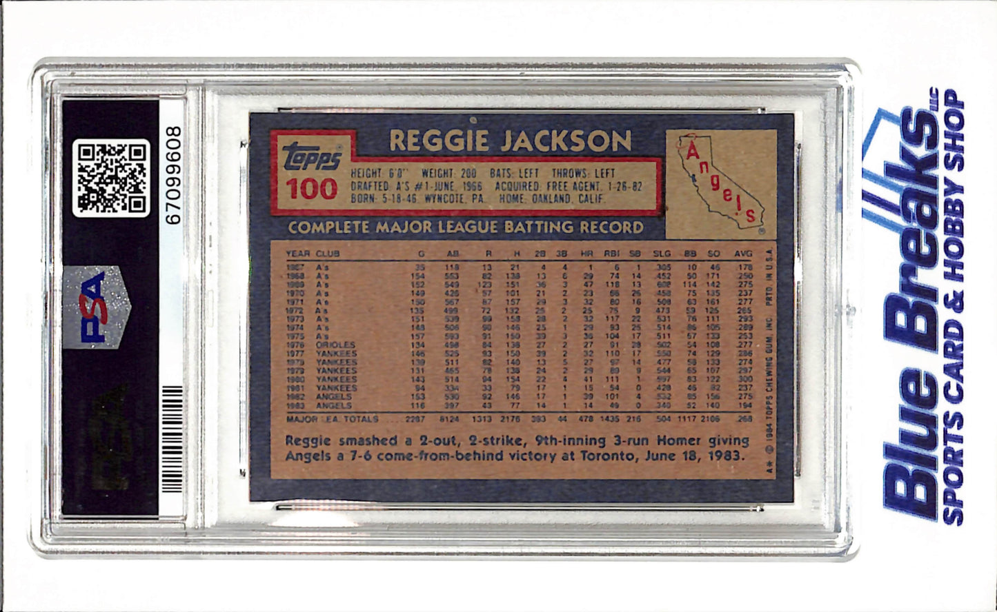1984 Topps - Reggie Jackson - #100 - PSA 7 - baseball - Angels