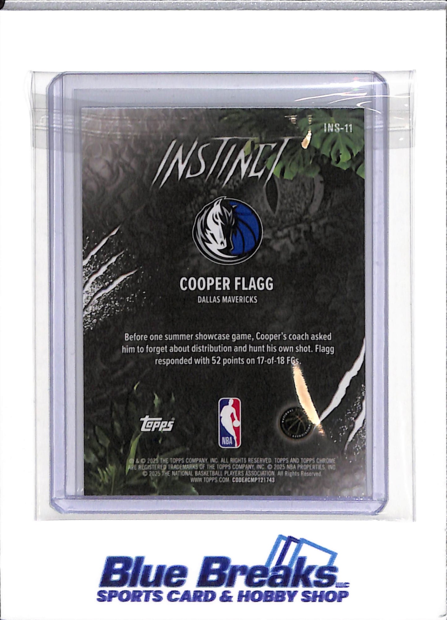 2025 Topps - Cooper Flagg - Dallas Mavericks - Basketball - Rookie - Instinct - # INS-11