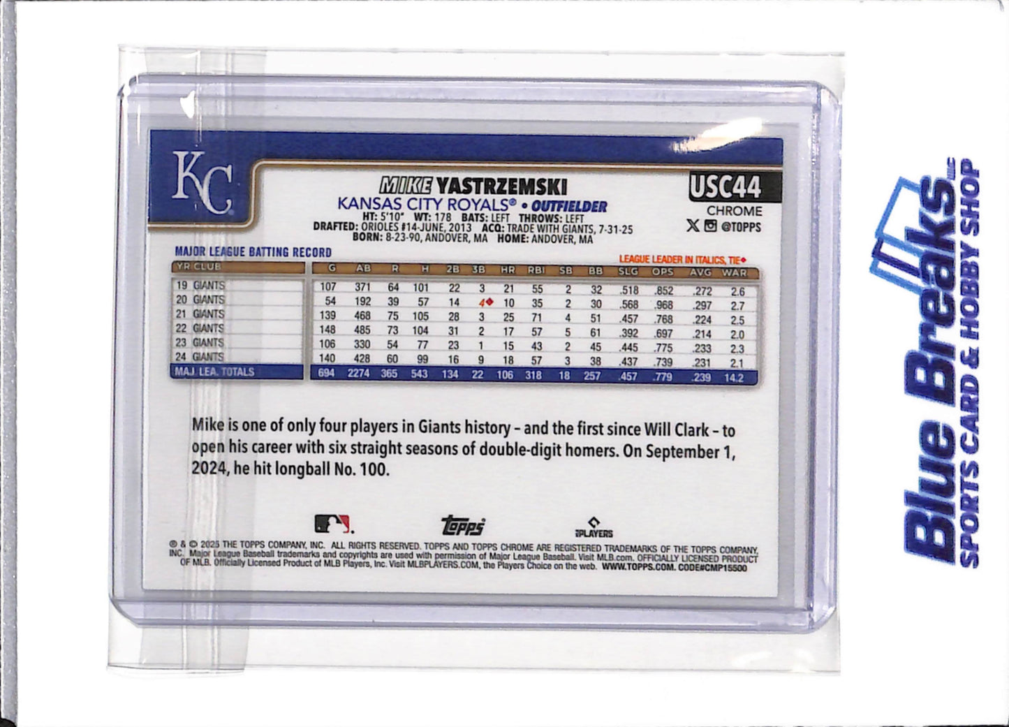 2025 Topps - Mike Yastrzemski - Kansas City Royals - Baseball - Update - Refractor - USC44