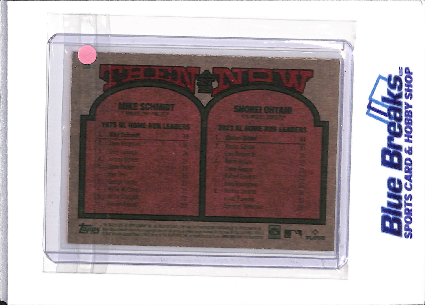 2024 Topps - Heritage - Then and Now - 1975 - 2024 - Mike Schmidt - Shohei Ohtani - #TAN-2 - baseball - Phillies - Dodgers