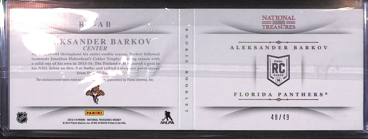 2013-14 Panini - National Treasures - Aleksander Barkov - auto relic - 48/49 - RC - #RB-AB - hockey - Panthers
