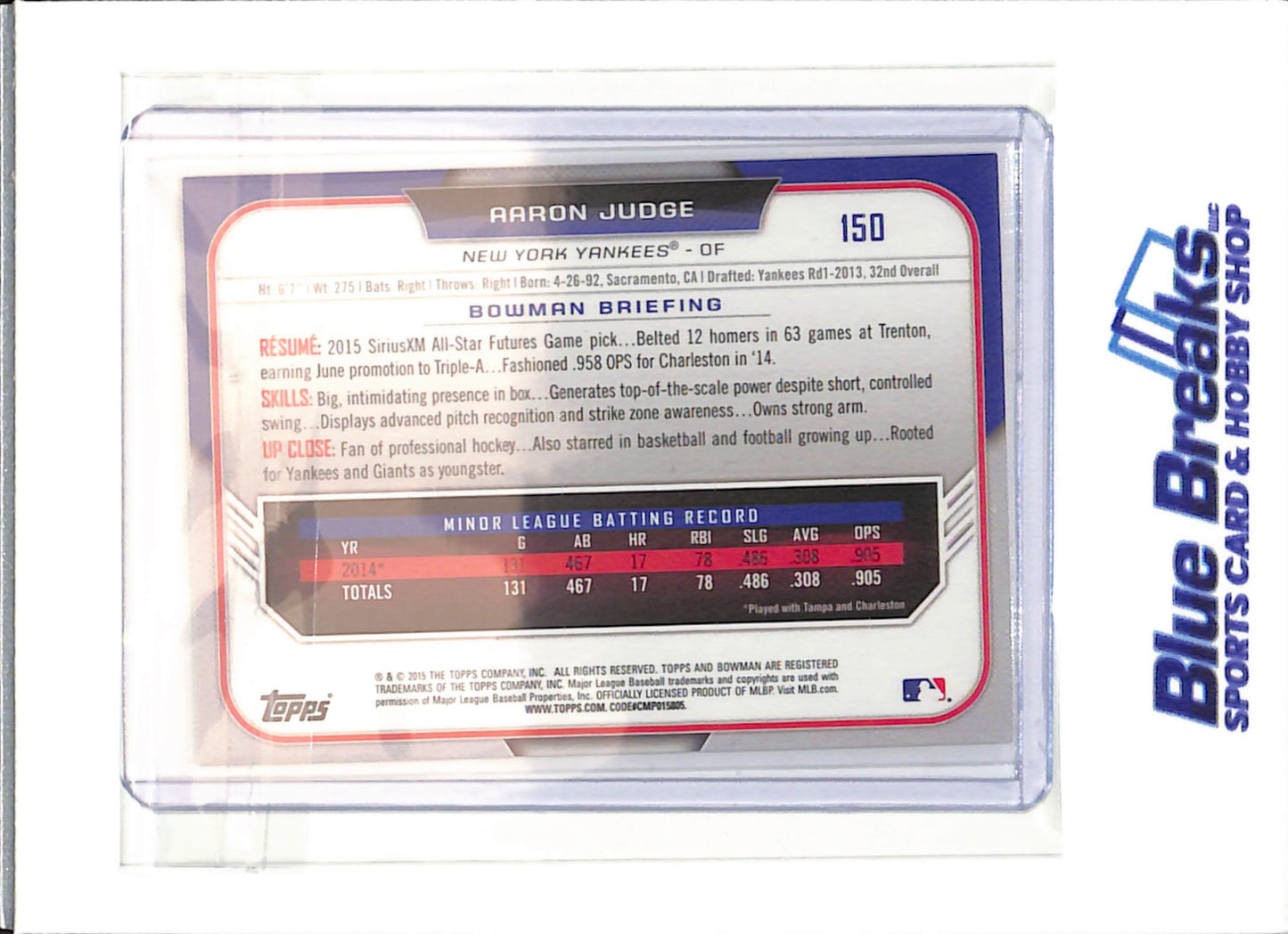 2015 Bowman - Aaron Judge - #150 - baseball - Yankees