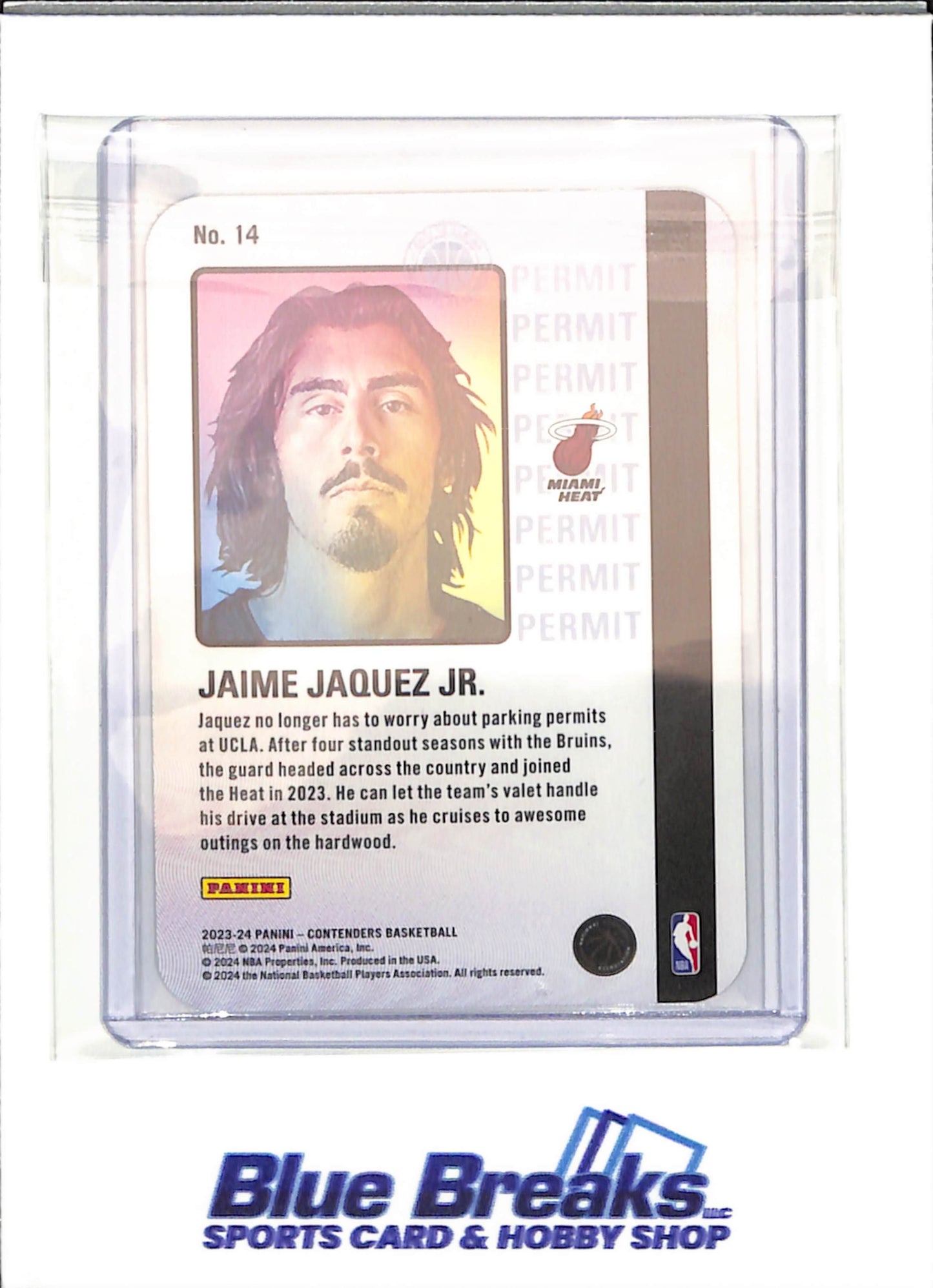 2023-24 Panini - Contenders - Permit to Dominate - Jaime Jaquez Jr - RC - #14 - basketball - Heat