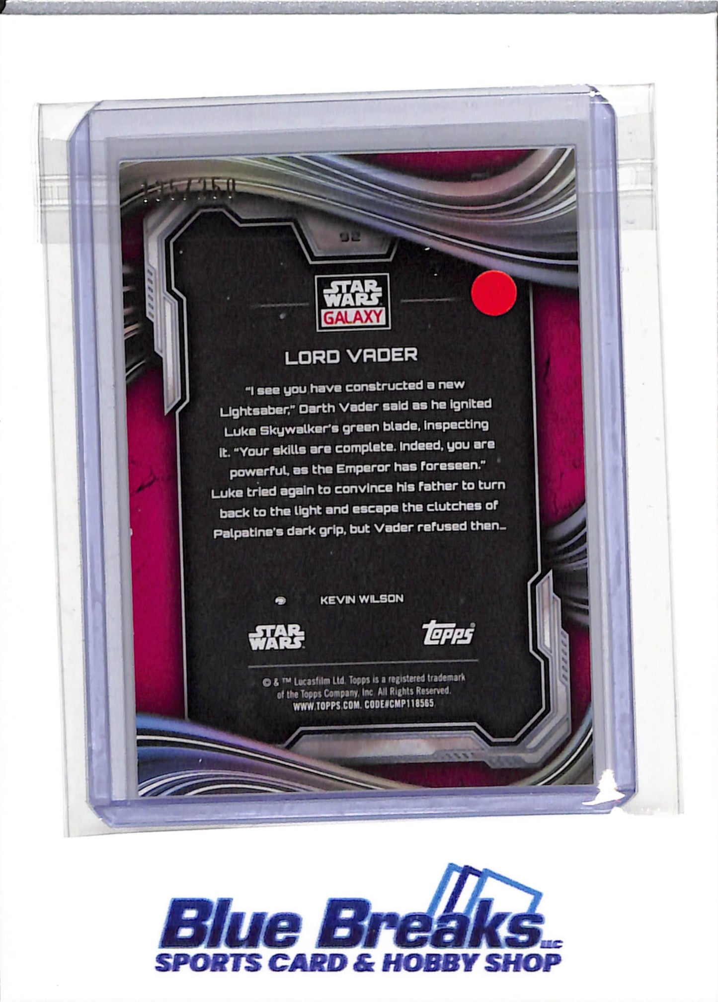 2025 Topps - Star Wars Galaxy - Magenta Lava - Lord Vader - 135/250 - #92 - entertainment