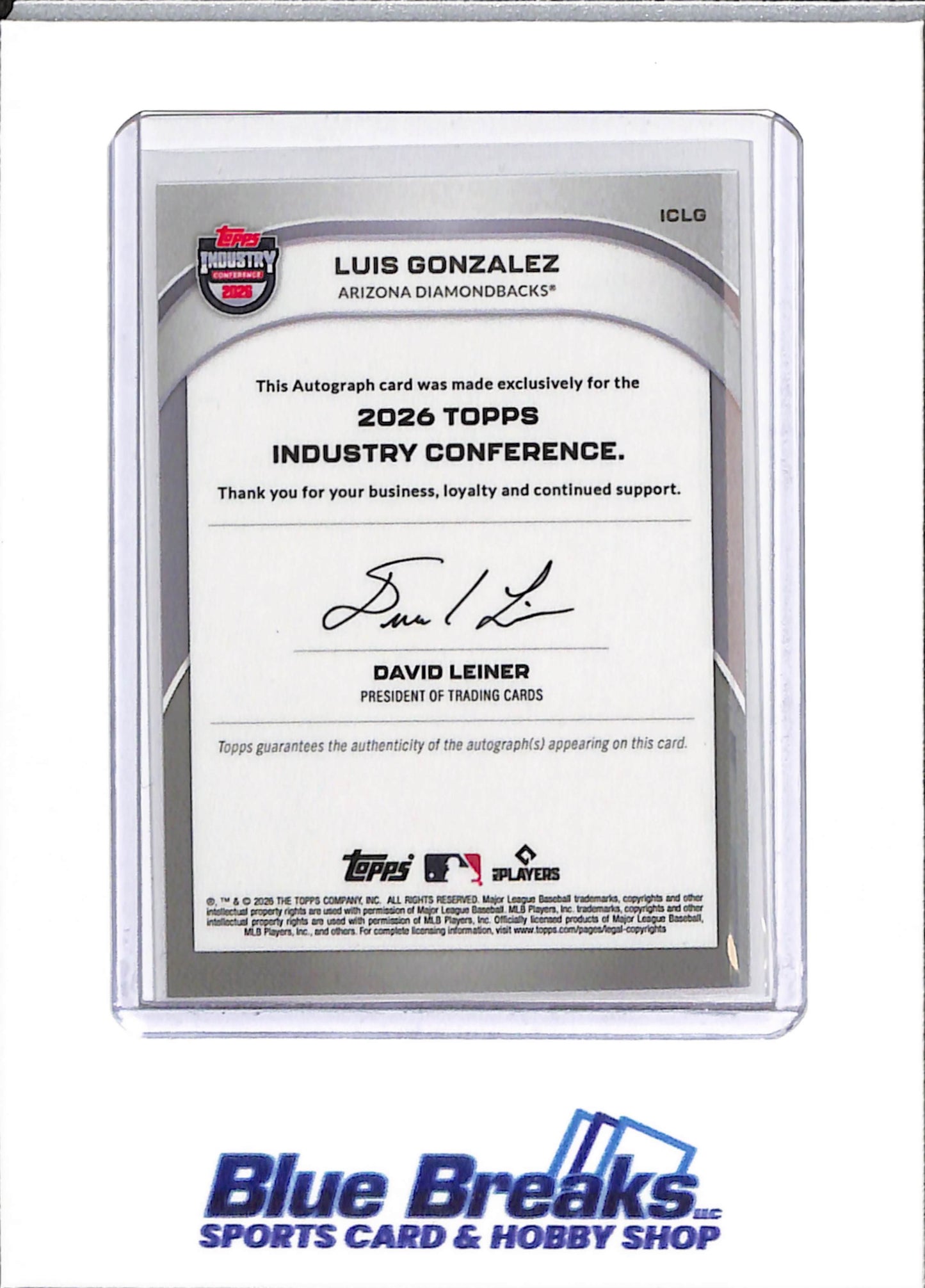 2026 Topps - Industry Conference - Luis Gonzalez - auto - #ICLG - baseball - Diamondbacks