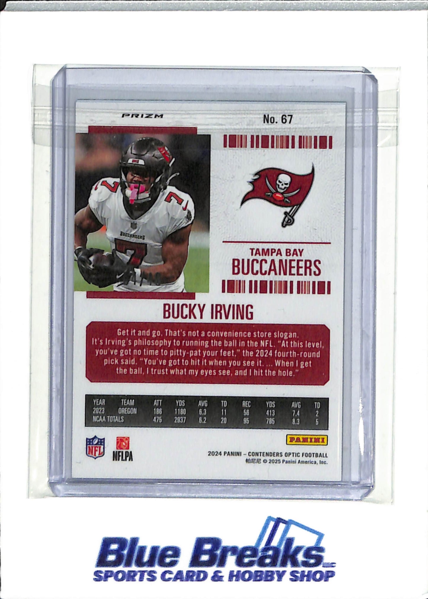 2024 Panini - Contenders Optic - Rookie Ticket - green pulsar prizm - Bucky Irving - 04/49 - RC - #67 - football - Buccaneers - drop